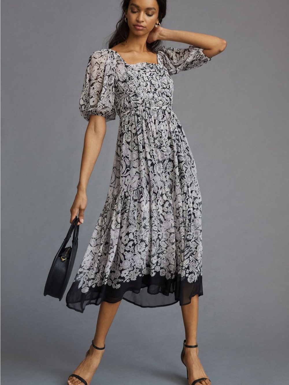Anthropologie Squareneck Smoked Midi Dress